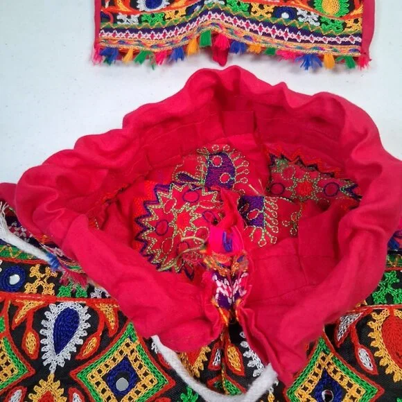 Traditional Indian Navratri Chania Choli Outfit Skirt Top Mirrored Embroidered - Picture 7 of 16